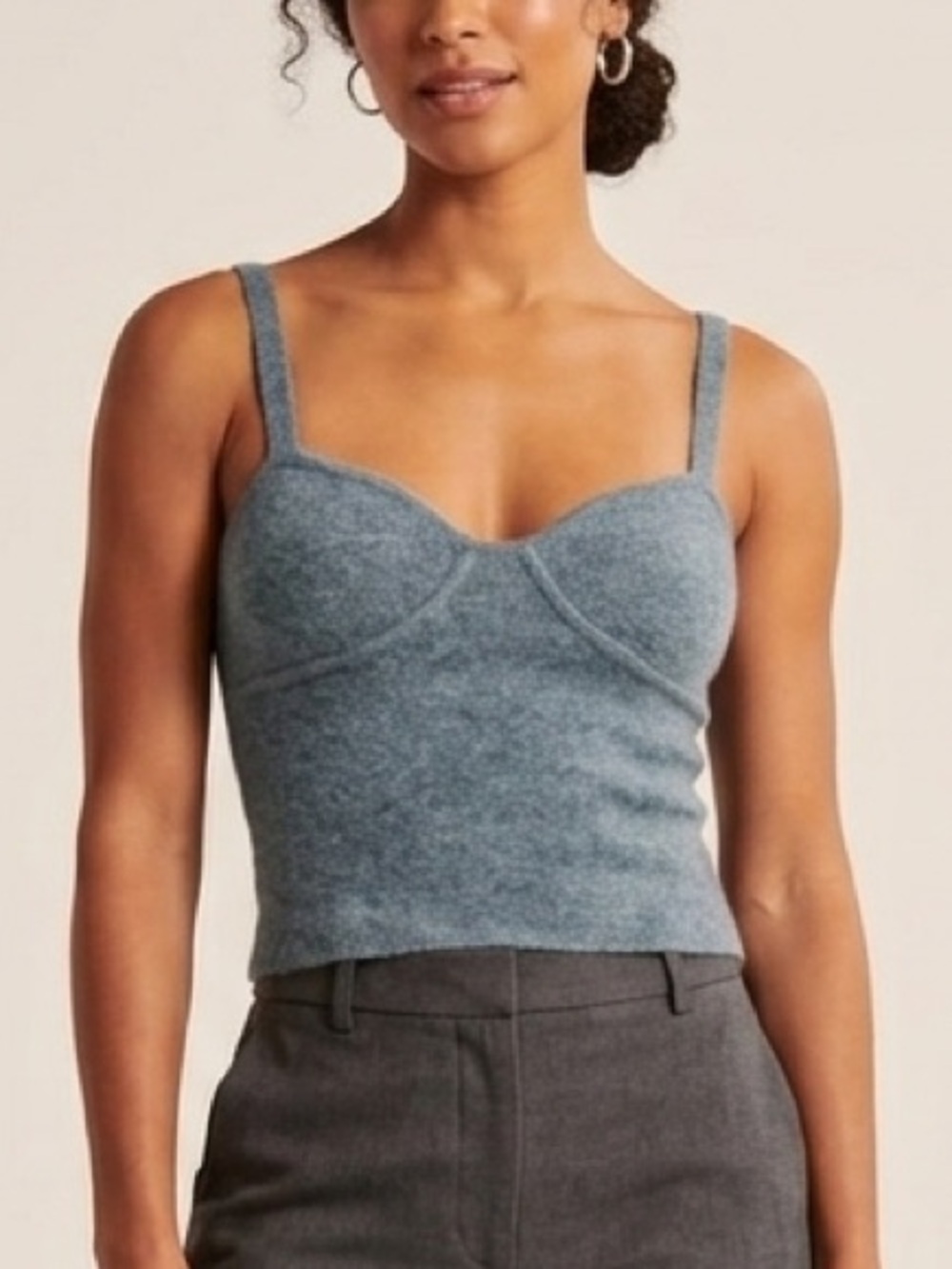 Aritzia Wilfred Blue Knit Sweetheart‎ Neckline Crop Top Women's Size XS